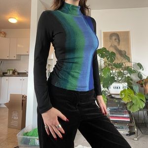 COPY - DIANE VON FURSTENBERG MERINO WOOL WATER COLOUR PAINTED STRIPE TURTLE NECK